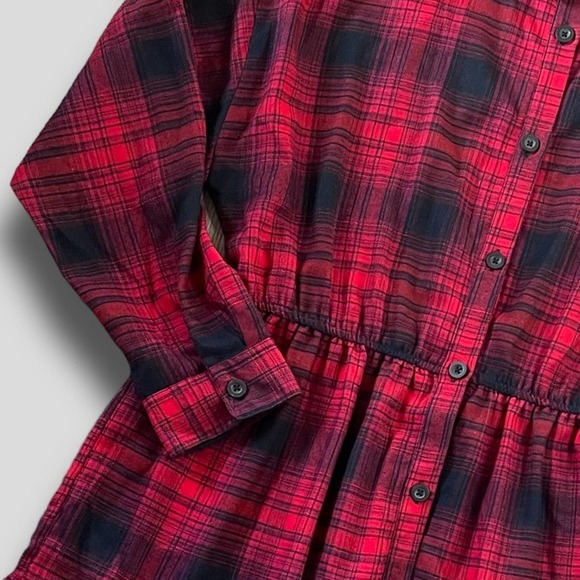 PRIMARK NWT TIERED 90s GRUNGE VIBES PLAID FLANNEL DRESS RED - 12 - Picture 8 of 11